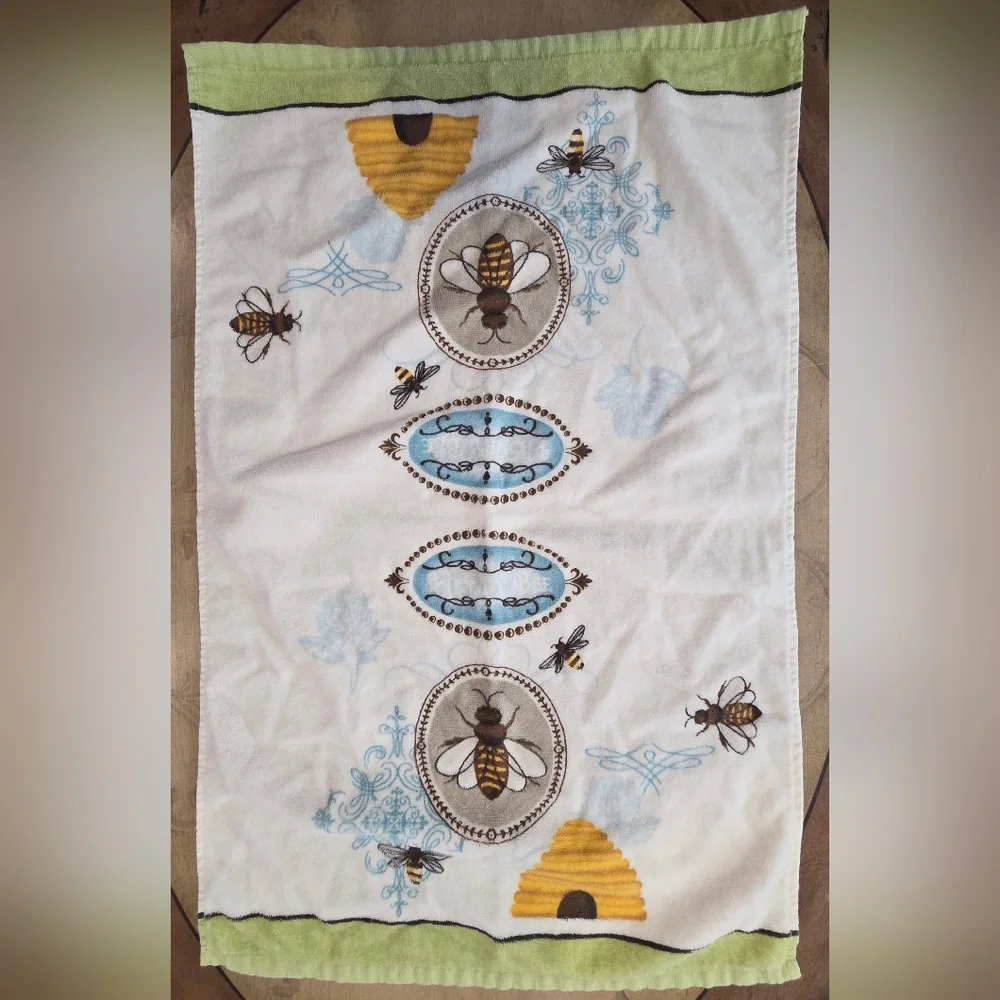 3pc Bees and Butterflies Hand Towels 100% Cotton